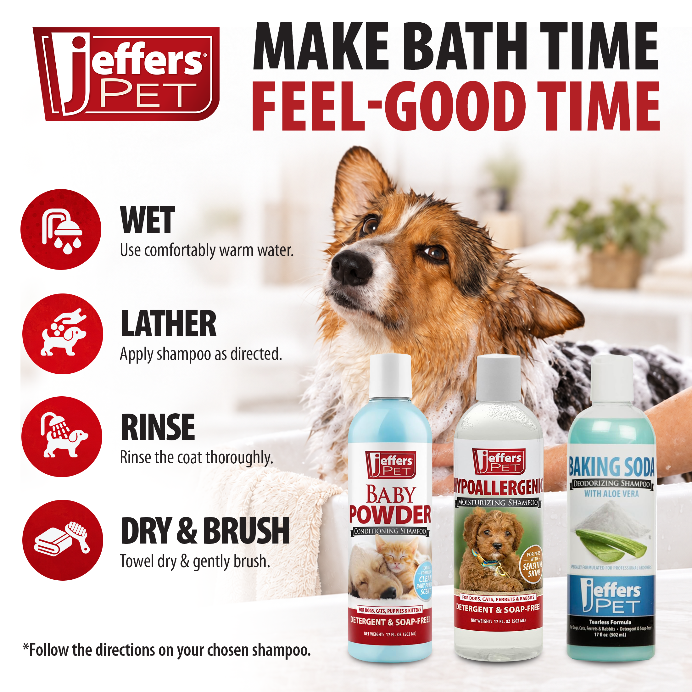 Jeffers Pet Baby Powder Tearless Conditioning Shampoo for Puppies and Kittens