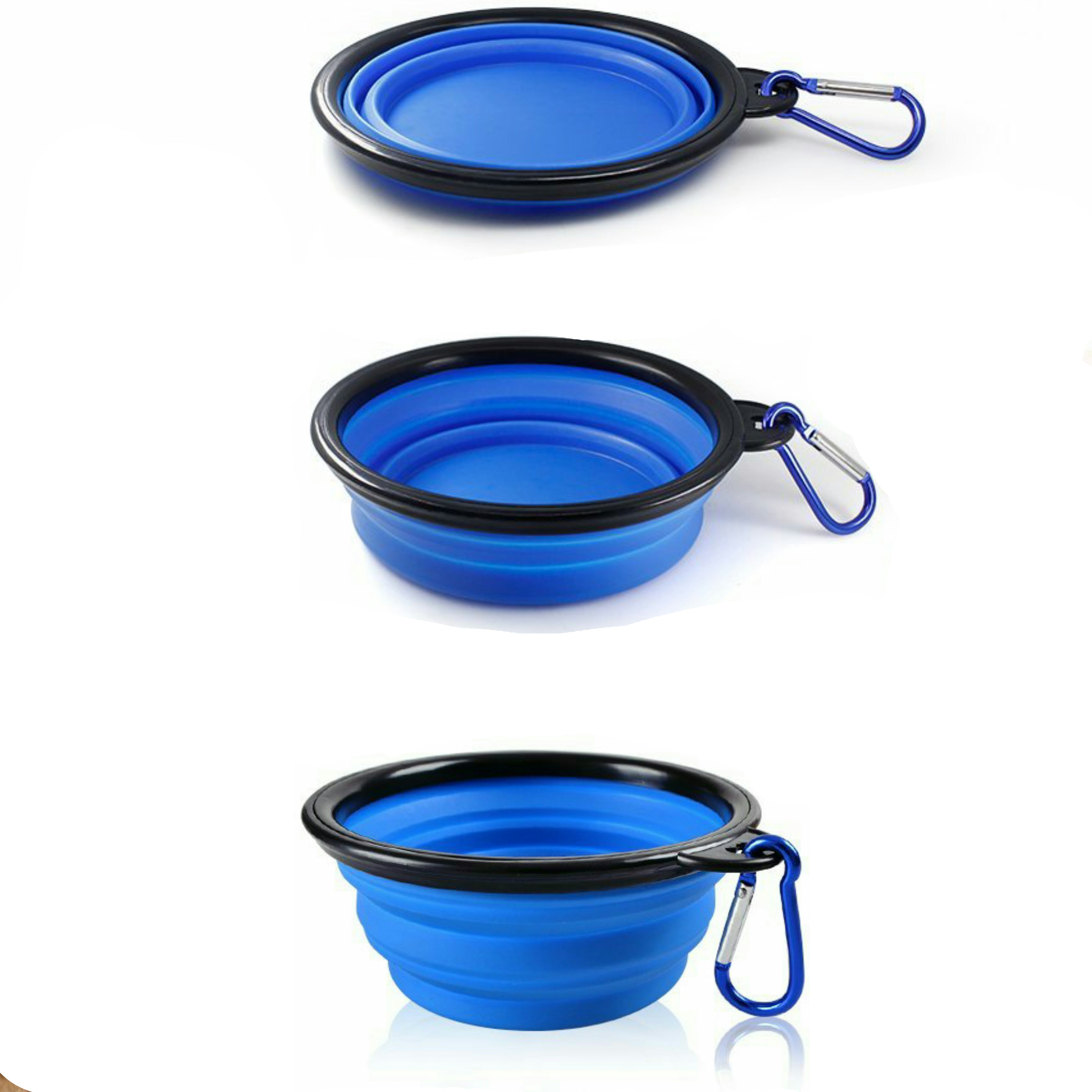 Single Blue Silicone Collapsible Travel Bowl - 12oz