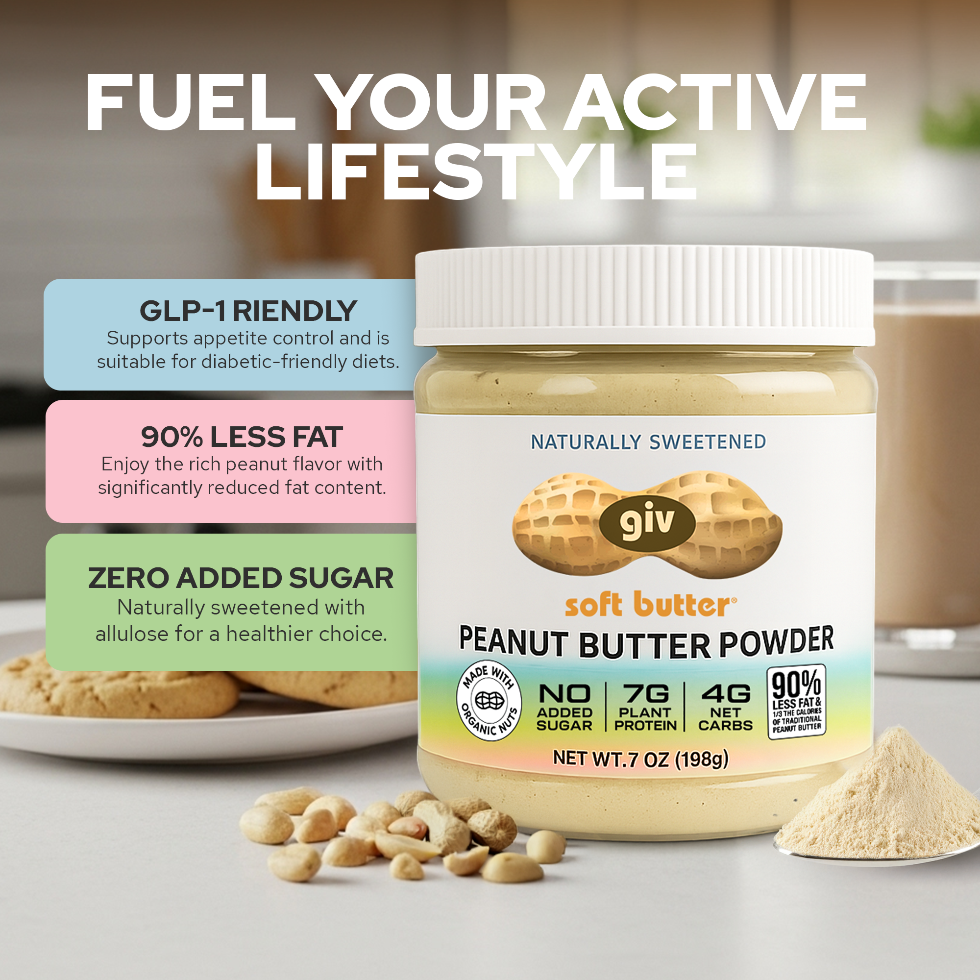 Peanut Butter Powder Three 7oz Jars