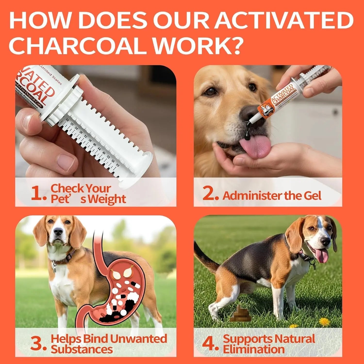 Pet Activated Charcoal Gel Dogs Cats Small Animals Digestive Support 60ml