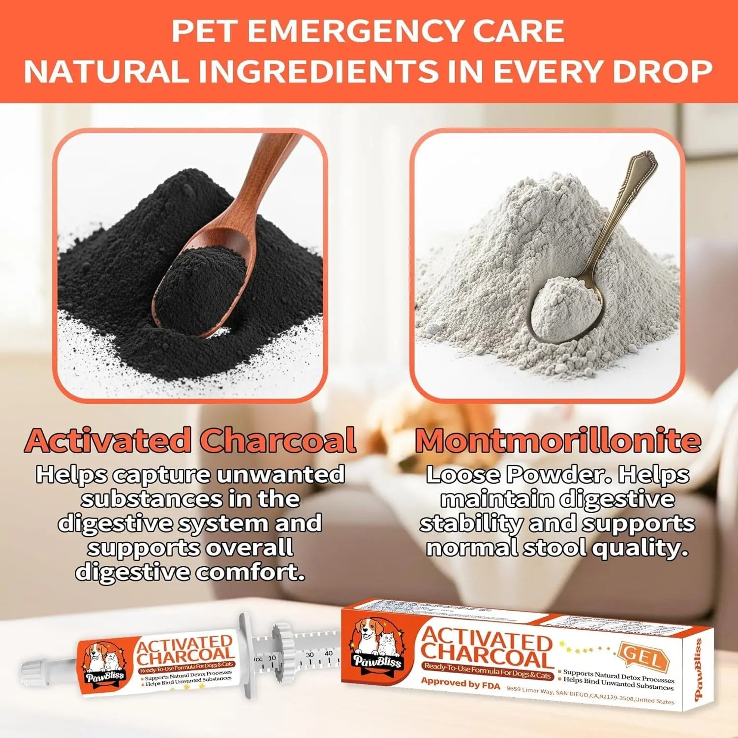 Pet Activated Charcoal Gel Dogs Cats Small Animals Digestive Support 60ml