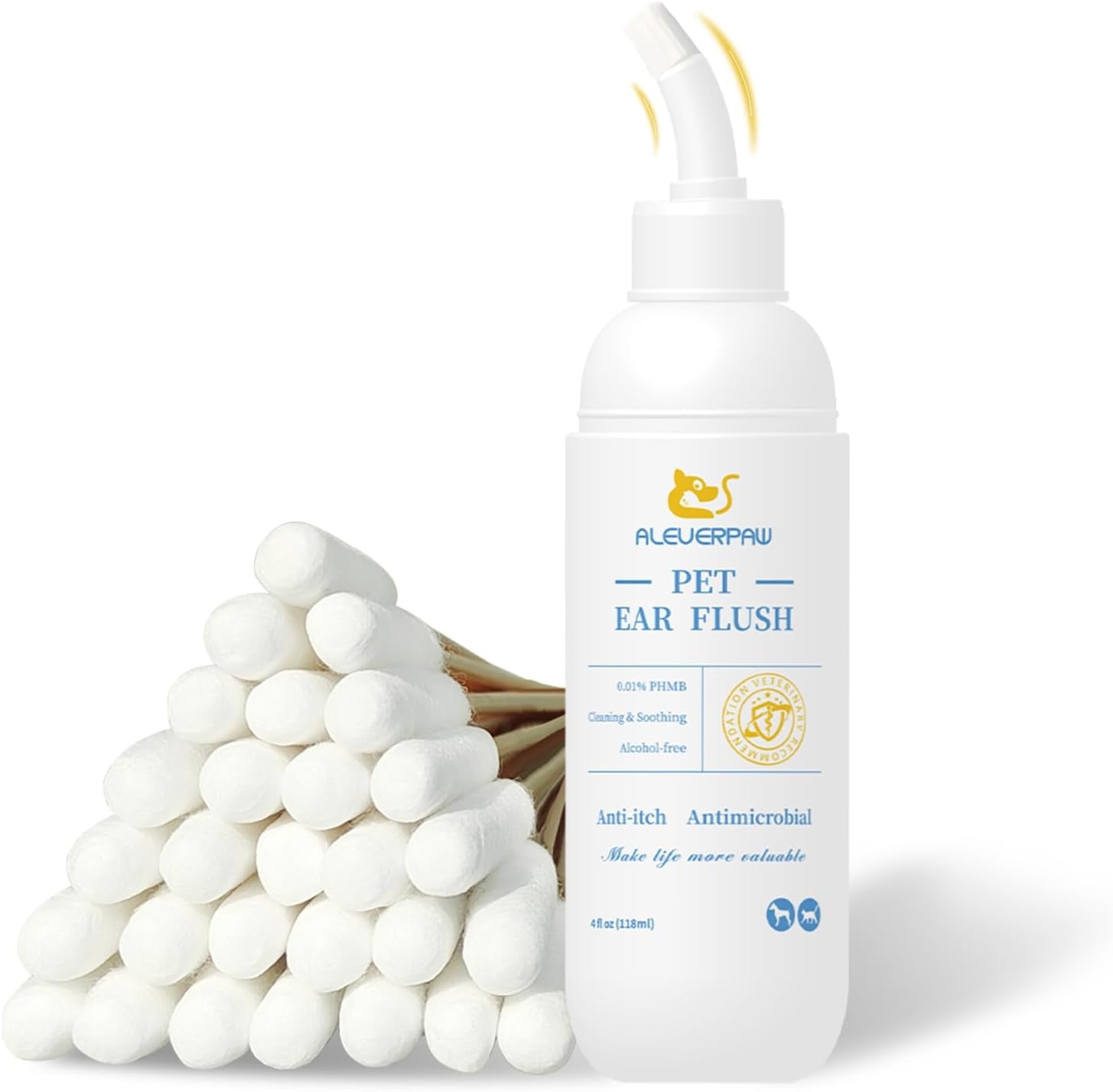 Pet Ear Cleaner PHMB Tris Flush Dog Cat Wax Odor Removal Ear Care Kit 4oz