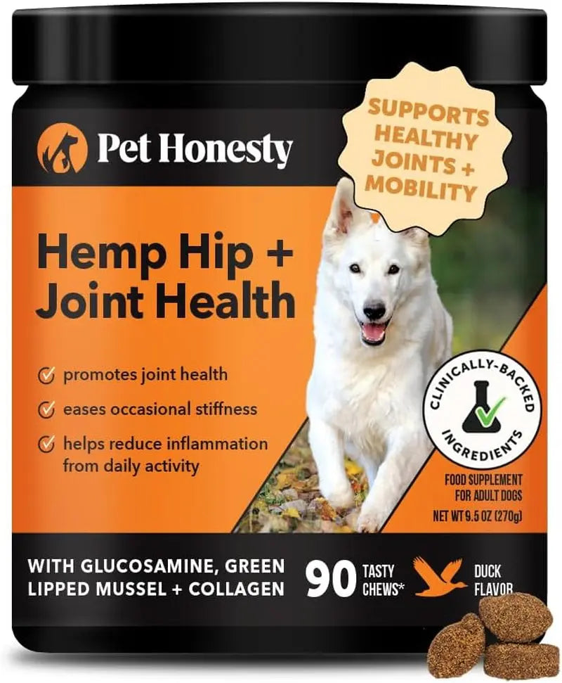 Pet Honesty Senior Hemp Hip & Joint Supplement for Dogs Mobility Chews 90 Ct
