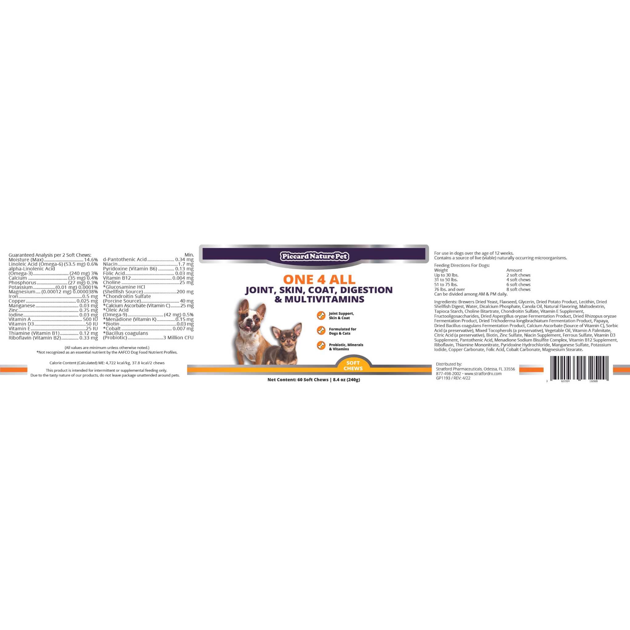 PiccardNaturePets One 4 All Supplement 60ct Soft Chews