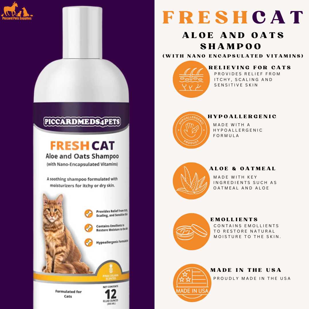 Piccardmeds4pets Fresh Cat Aloe and Oats Shampoo 12 oz.
