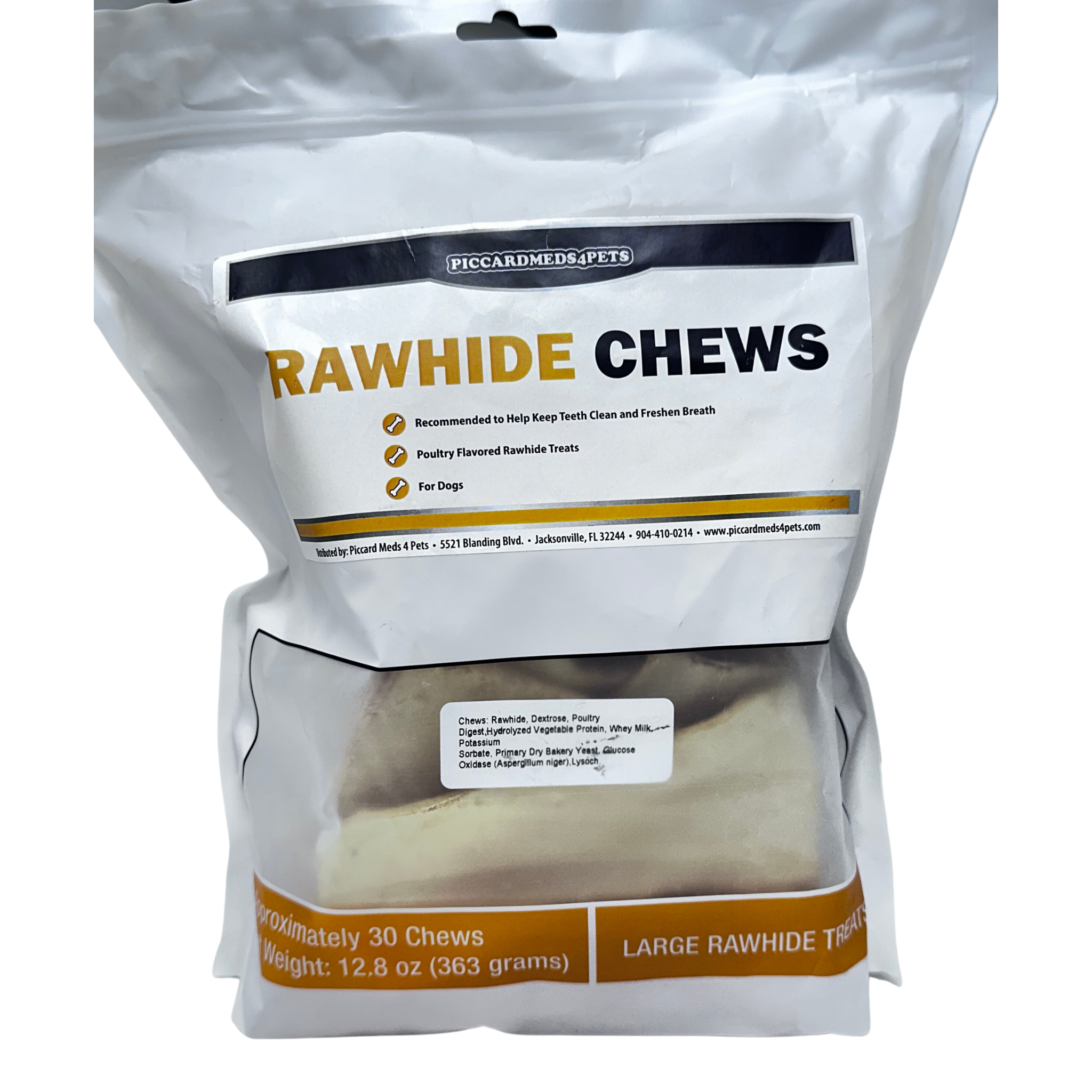 Piccardmeds4pets Rawhide Dental Chews Large Dogs 26–50lbs Teeth & Breath Care