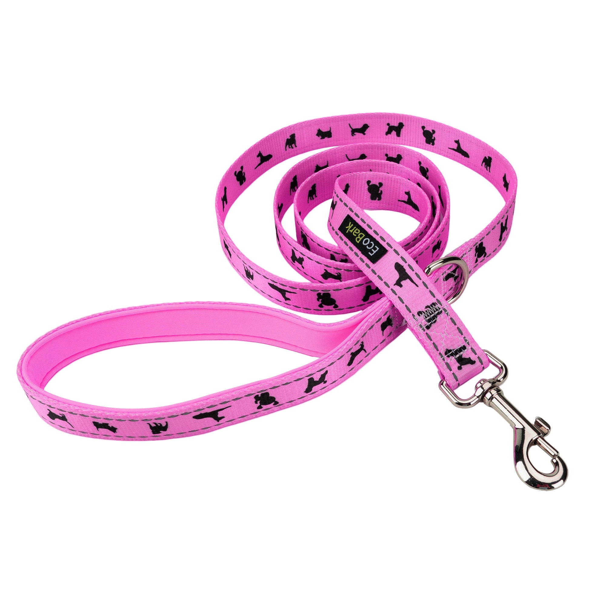 Pink Dog Leash by EcoBark - Padded Comfort Grip Leash - 4ft, 5ft, and 6ft Leash for Teacup, Small, and Medium Dogs
