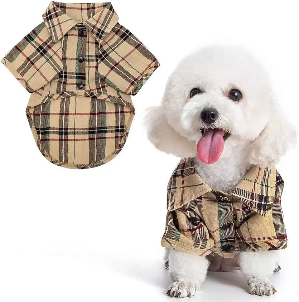 Plaid Dog Polo Shirt Soft Pet Outfit for Small & Medium Dogs and Cats