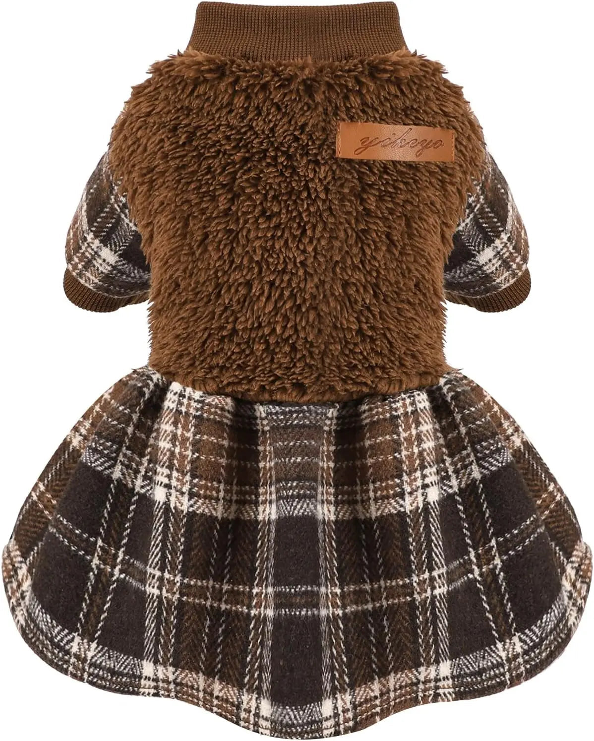 Plaid Dog Sweater Dress – Warm Winter Outfit for Puppies