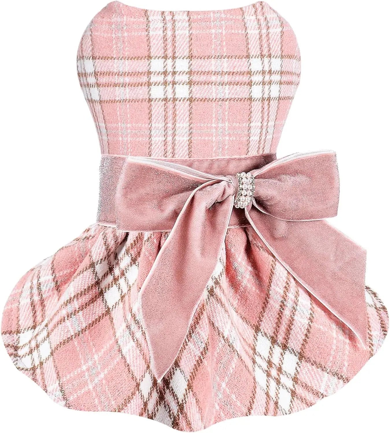 Plaid Dog Sweater Dress – Warm Winter Outfit for Puppies