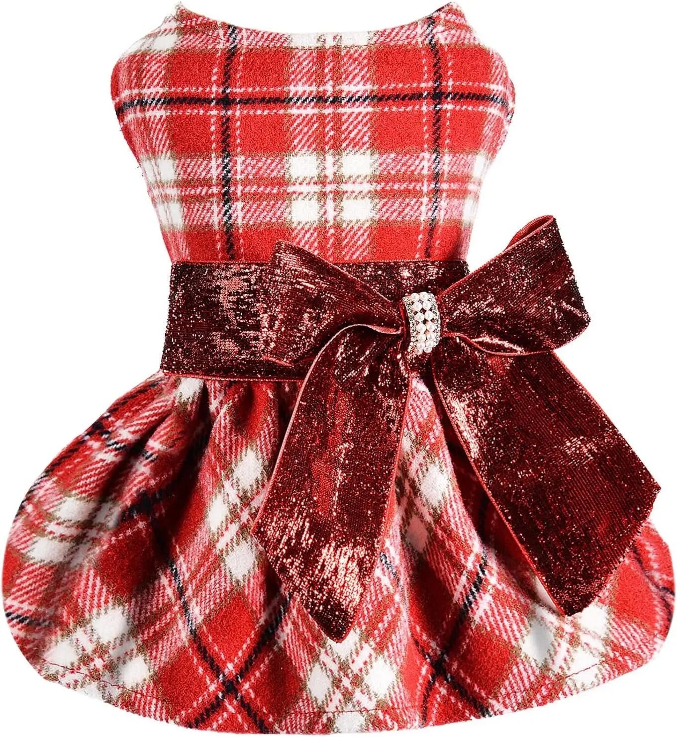 Plaid Dog Sweater Dress – Warm Winter Outfit for Puppies