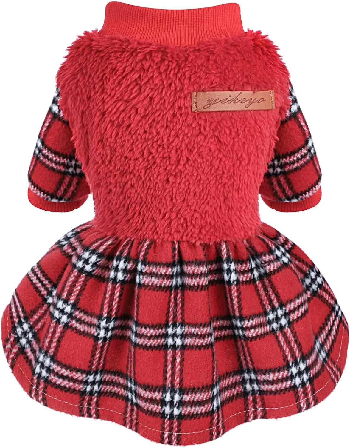 Plaid Dog Sweater Dress – Warm Winter Outfit for Puppies