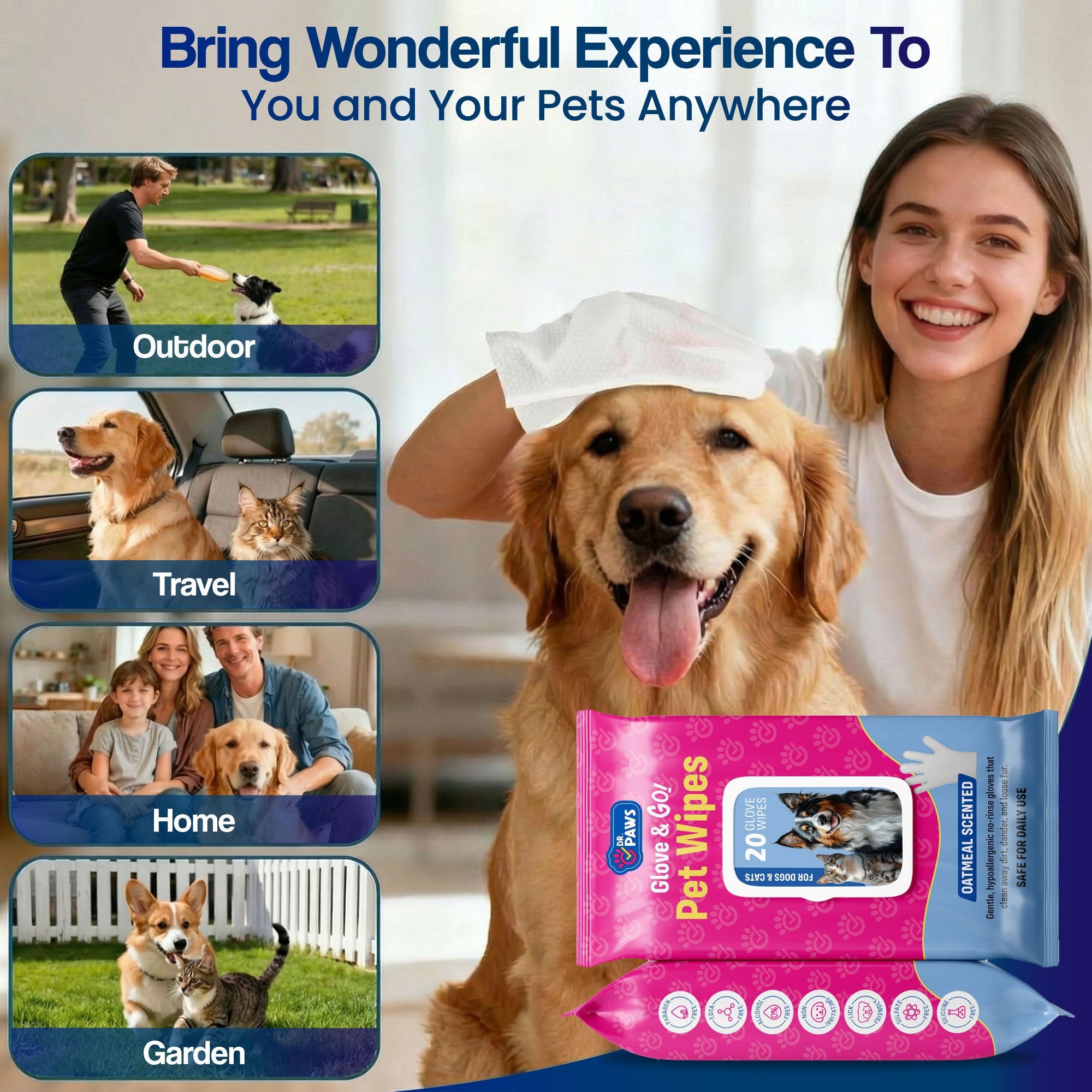 Glove & Go! Glove Grooming Wipes for Dogs & Cats