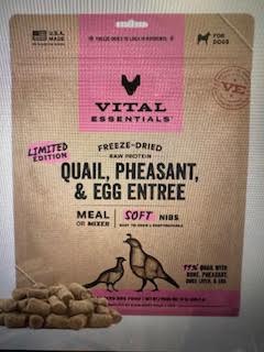 Freeze Dried Quail, Pheasant & Egg Entree Soft Nibs by VItal Essentials, 14oz