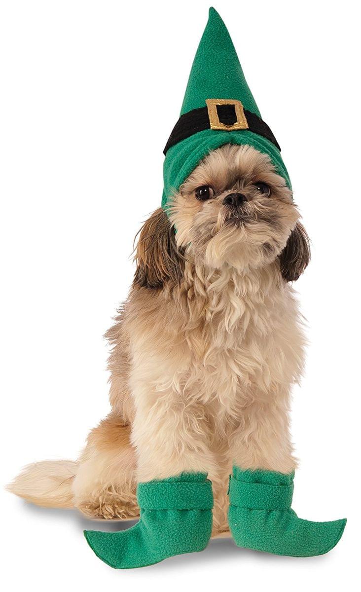 Elf Hat w Boot cuffs Dog costume: ML