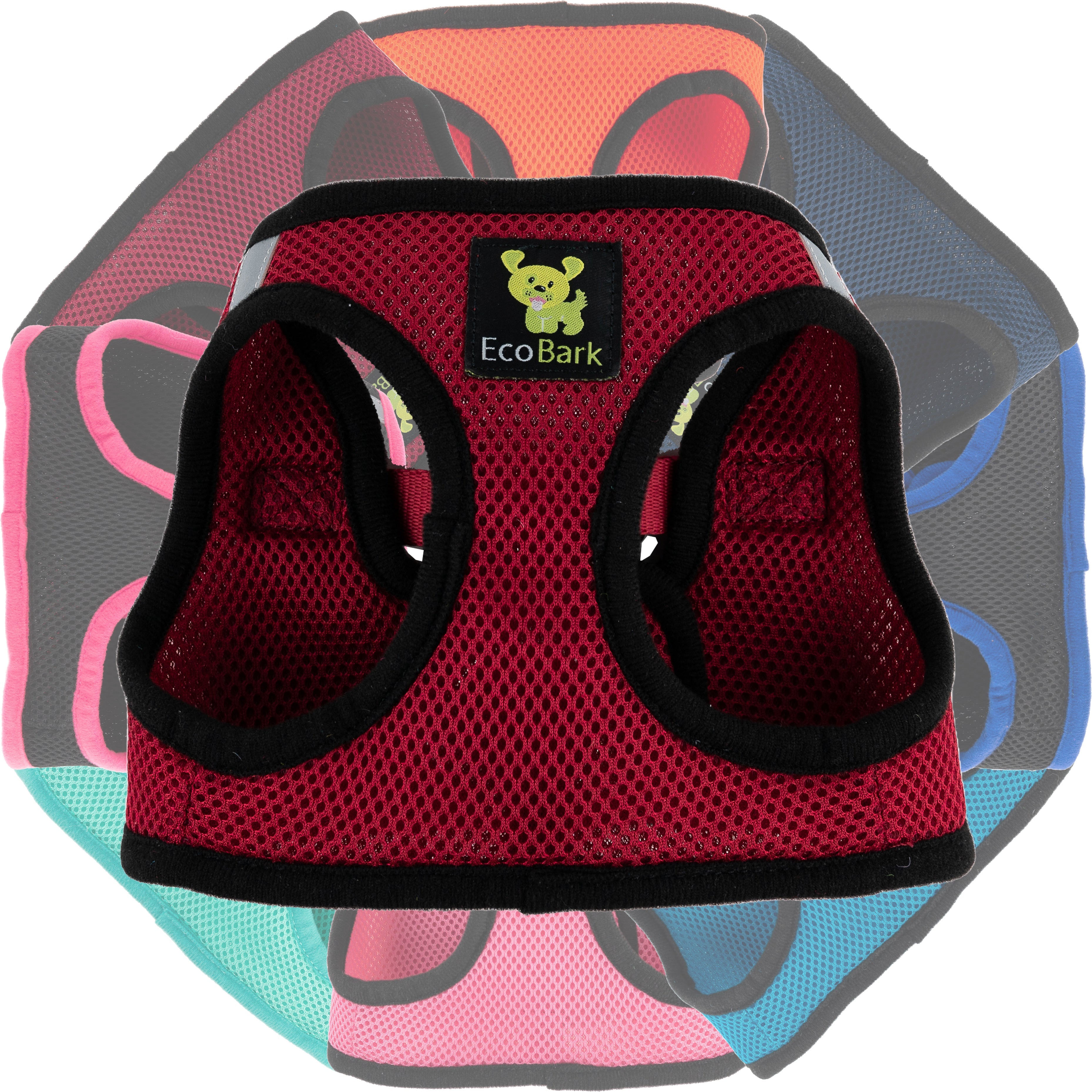EcoBark Step In Dog Harness - Teacup & Small Breeds- Reflective Soft Mesh Harness for Teacup, Small Dogs and Puppies / Burgundy