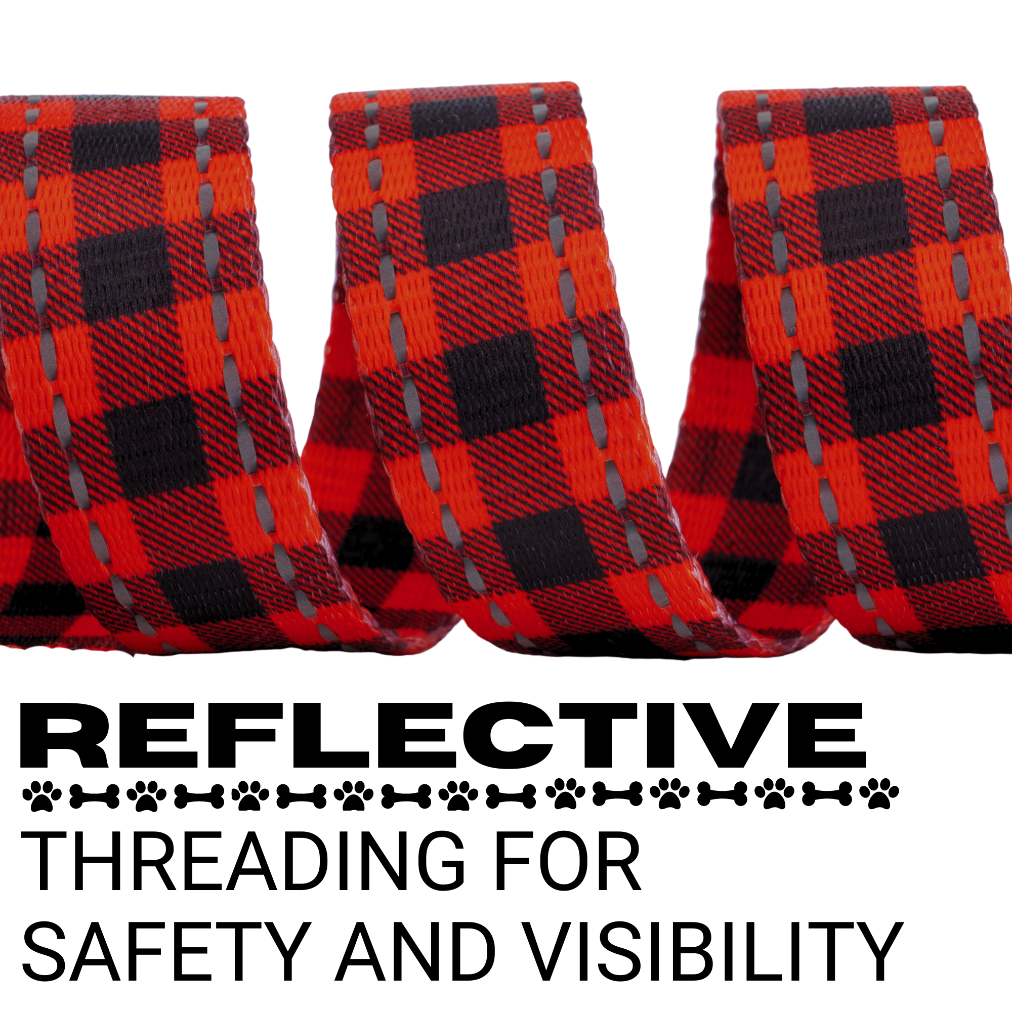 Red Plaid Dog Leash by EcoBark - Buffalo Check Padded Comfort Grip Leash for Dogs - 4ft, 5ft, and 6ft Leash for Small and Medium Dogs
