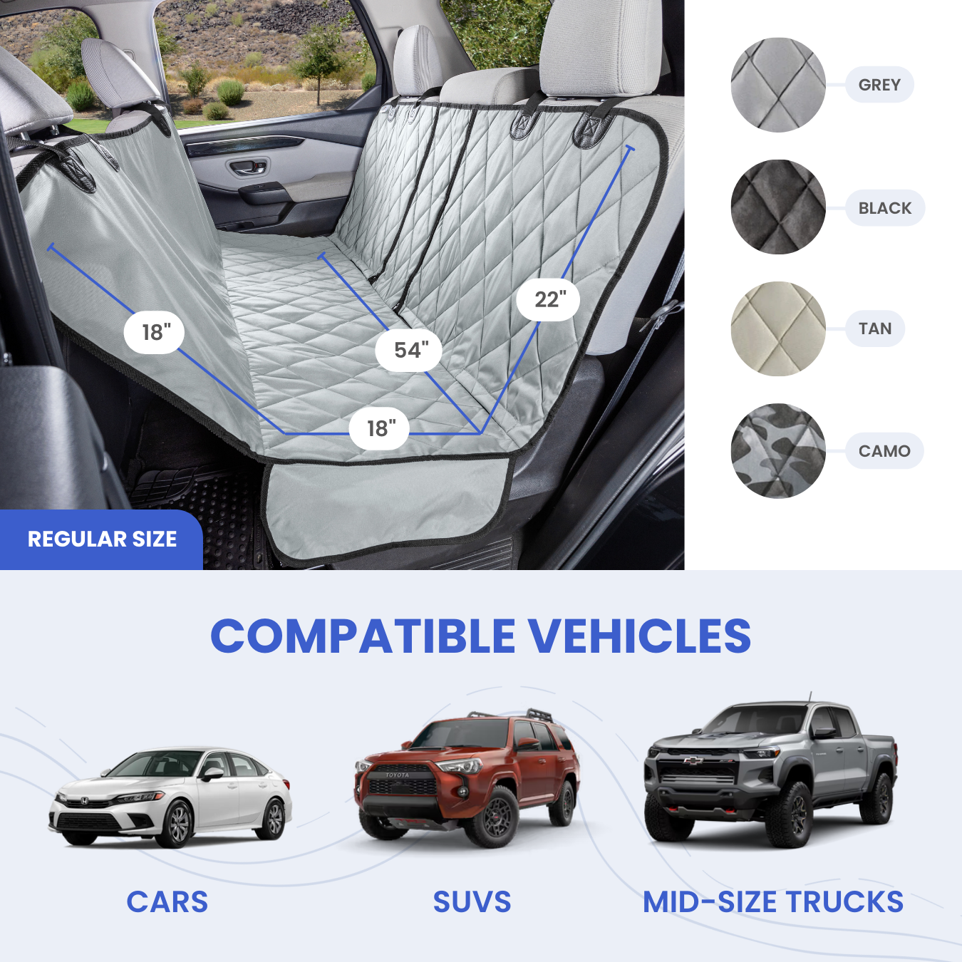 Rear Seat Cover for Fold Down Seats with Hammock - Regular