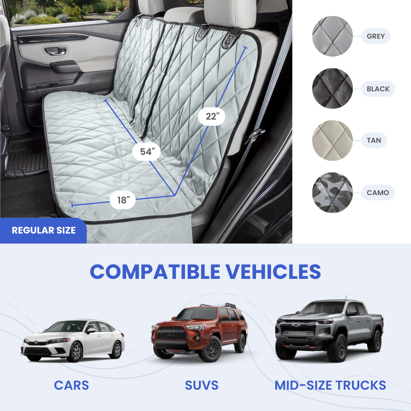 Rear Seat Cover for Fold Down Seats - No Hammock - Regular