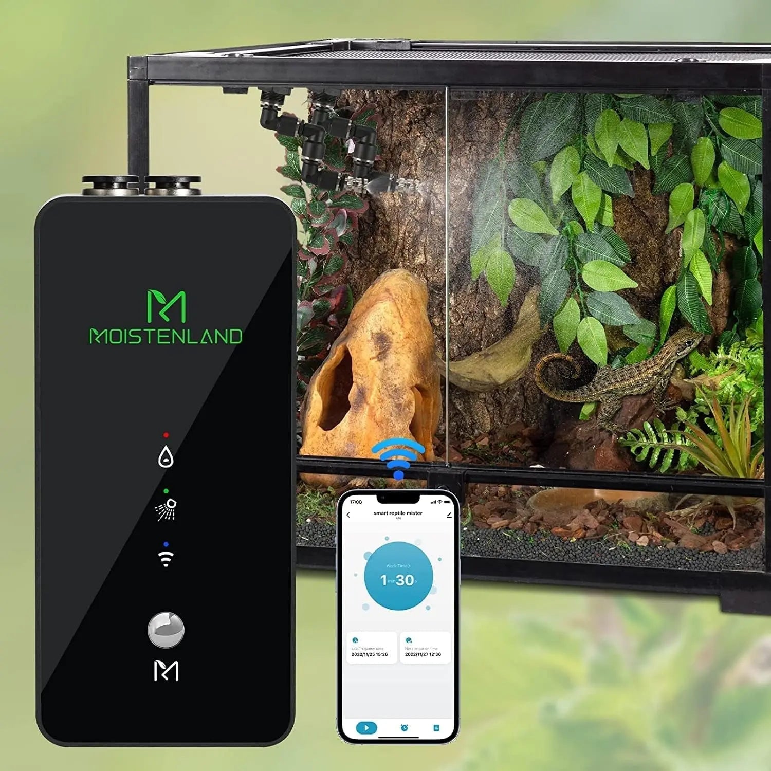Reptile Misting System Humidifier with Timer & Adjustable Spray Nozzles
