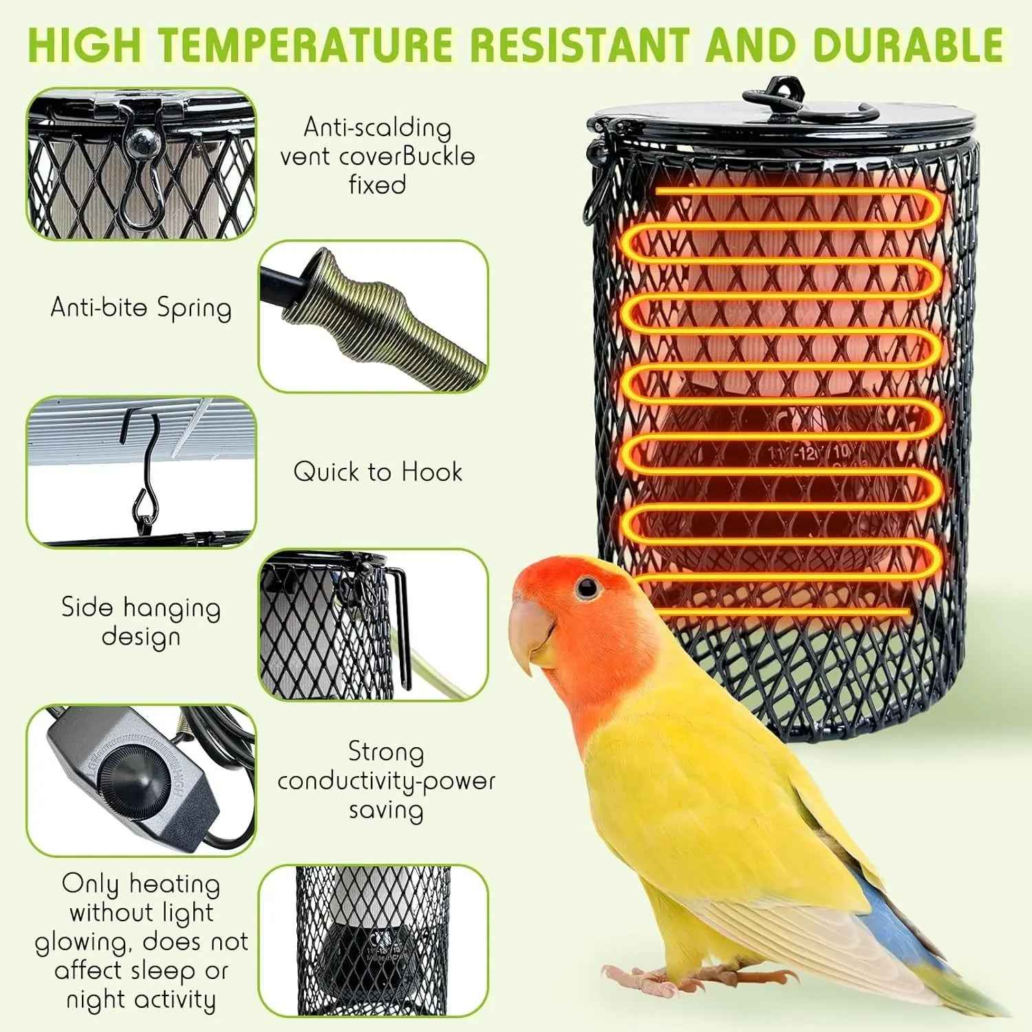 Reptile & Bird Cage Ceramic Heat Lamp 0-100W Guard No Light Emitter