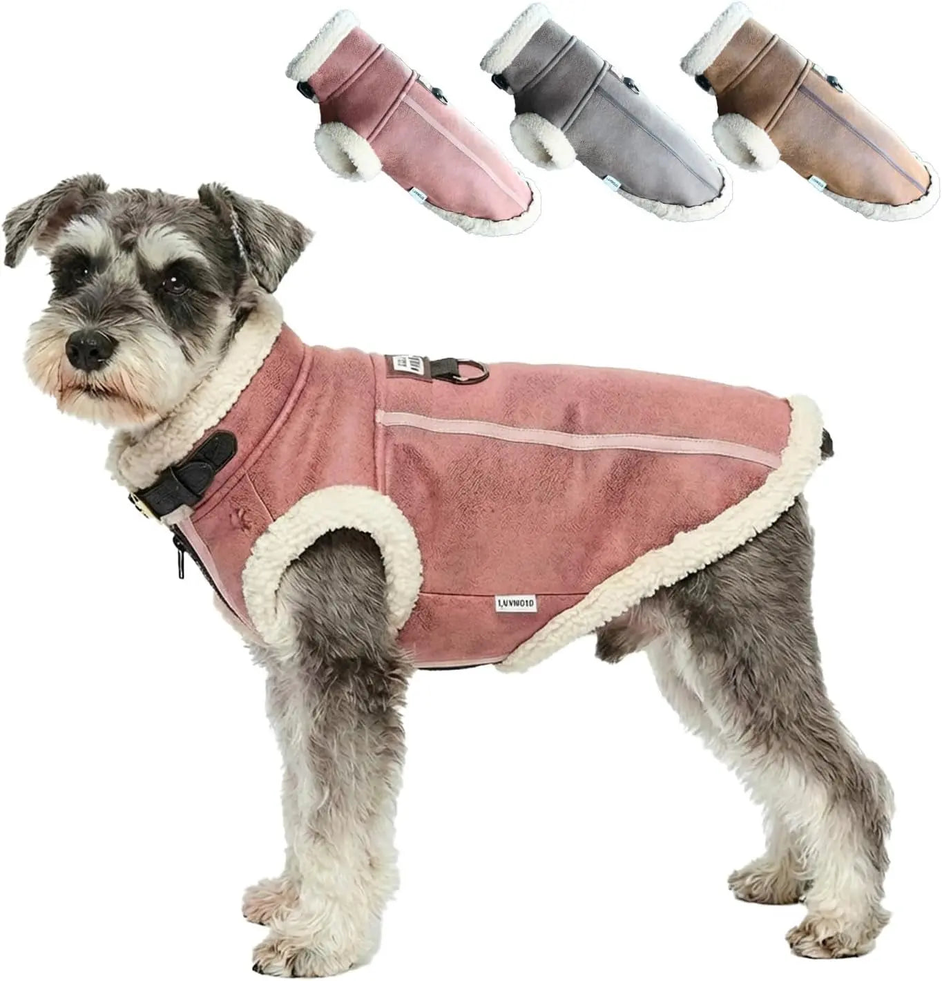 Retro Aviator Dog Jacket – Faux Leather Sherpa Coat