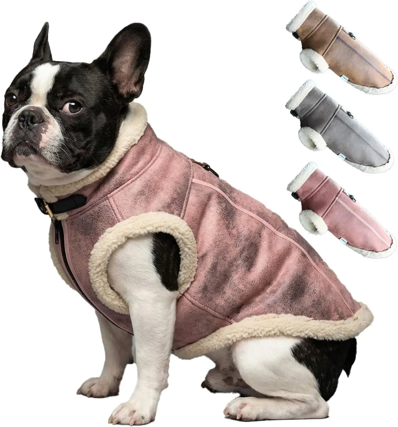 Retro Aviator Dog Jacket – Faux Leather Sherpa Coat