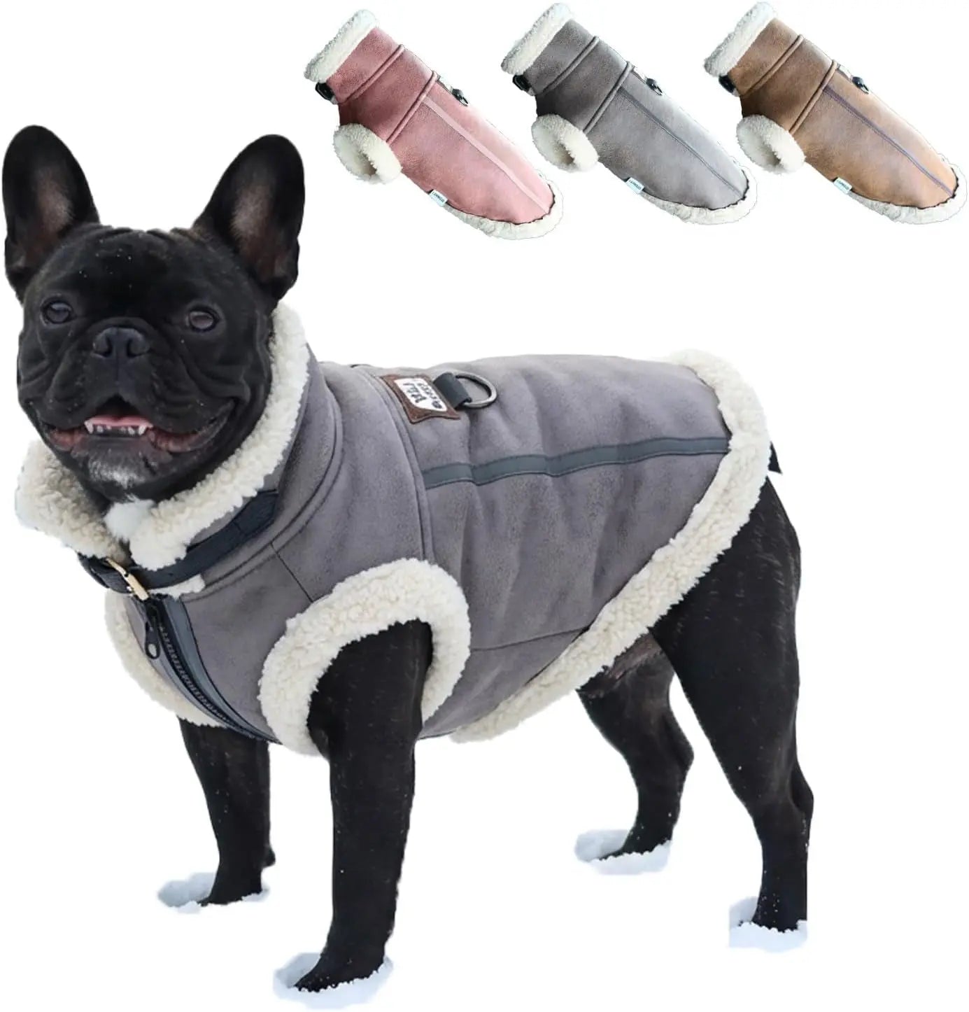 Retro Aviator Dog Jacket – Faux Leather Sherpa Coat