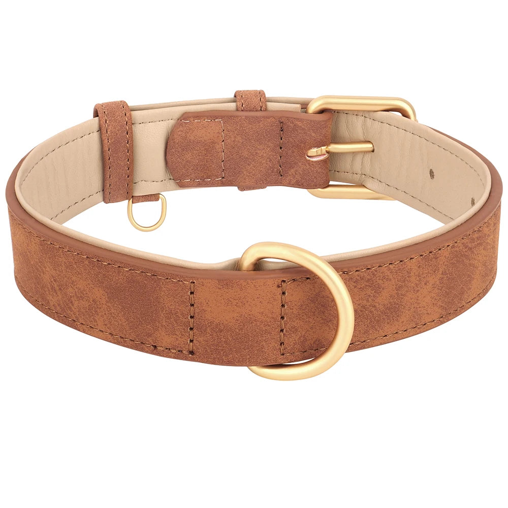 Leather Dog Collar Durable Dogs Collars Soft Padded Pet Pitbull Necklace Adjustable For Small Medium Large Dogs Pug Pet Products