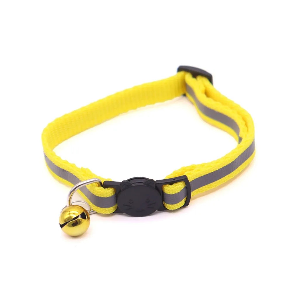Colors Reflective Breakaway Cat Collar Neck Ring Pet Products Safety Adjustable with Bell Charm Necklace Collar for Puppy
