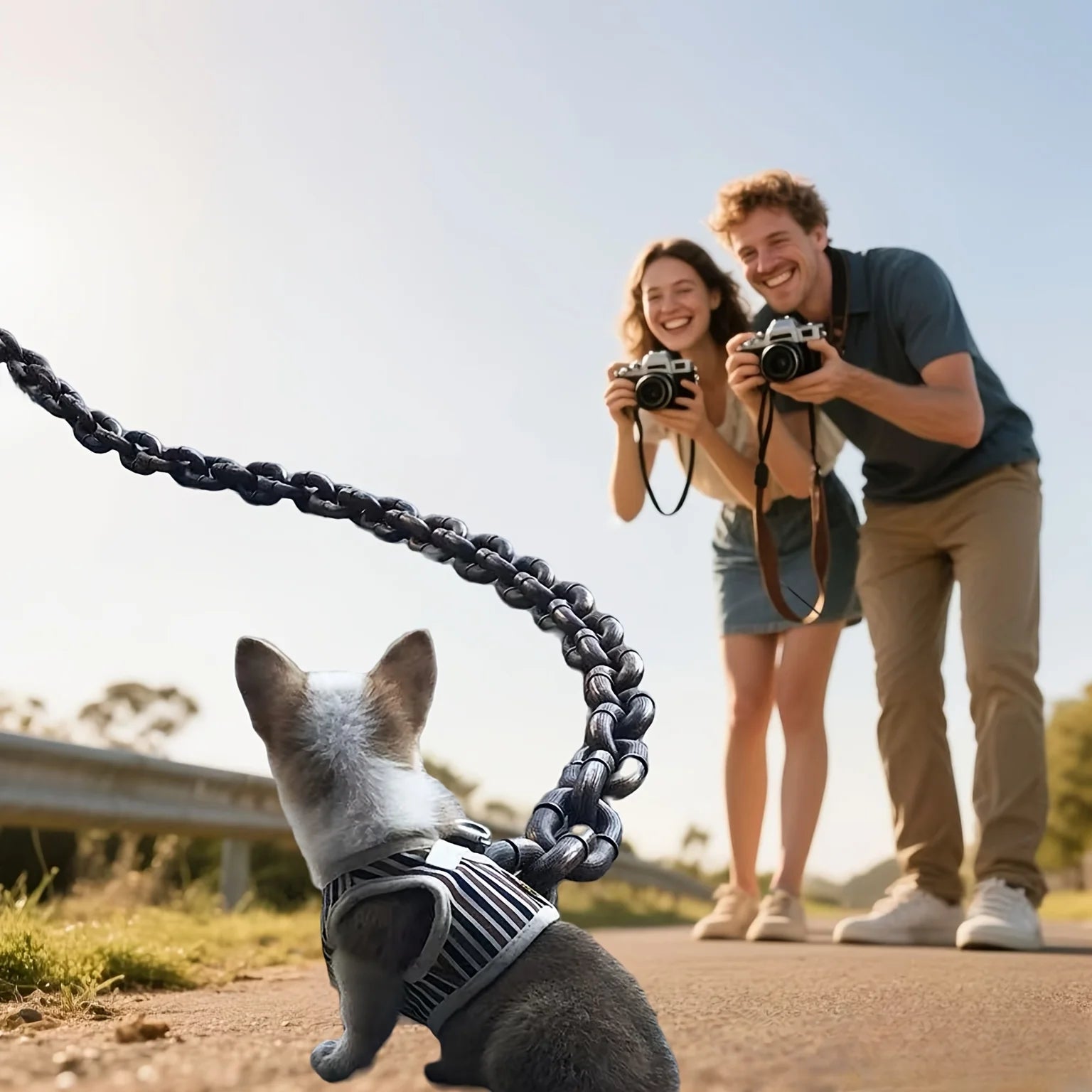 1Pcs 70inch Funny Dog Rope Prank Foam Chain Photo Props Durable Decoration Cute Dog Traction Rope Pet Supplies Accessories