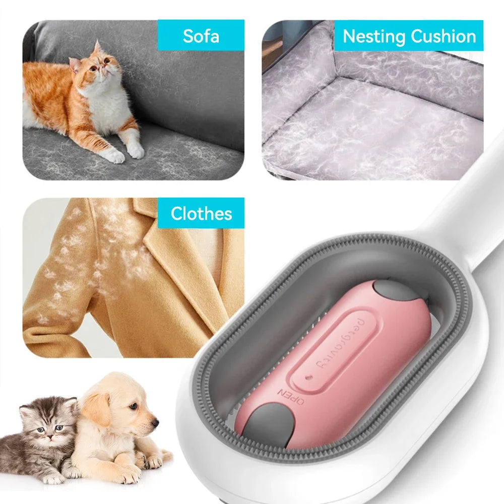 Cat Brush Long Hair Remover Brush for Dog Cat Silicone Pet Grooming Comb with Wipe and Water Tank Pet Product Accessories