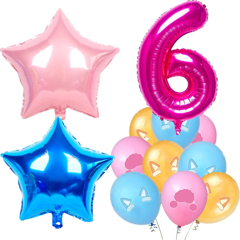 Cartoon Blue Dog Birthday Party Decoration Pink Dog Disposable Tablecloth Cup Bingo plate Baby Shower Kids Favors Party Supplies