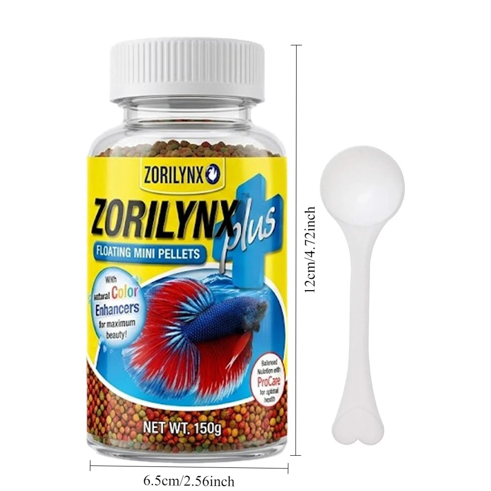 Betta Fish Food Floating Mini Pellets with Aquarium Feeding Ring Station Color Enhancer Tropical Fish Food Kit ZORILYNX