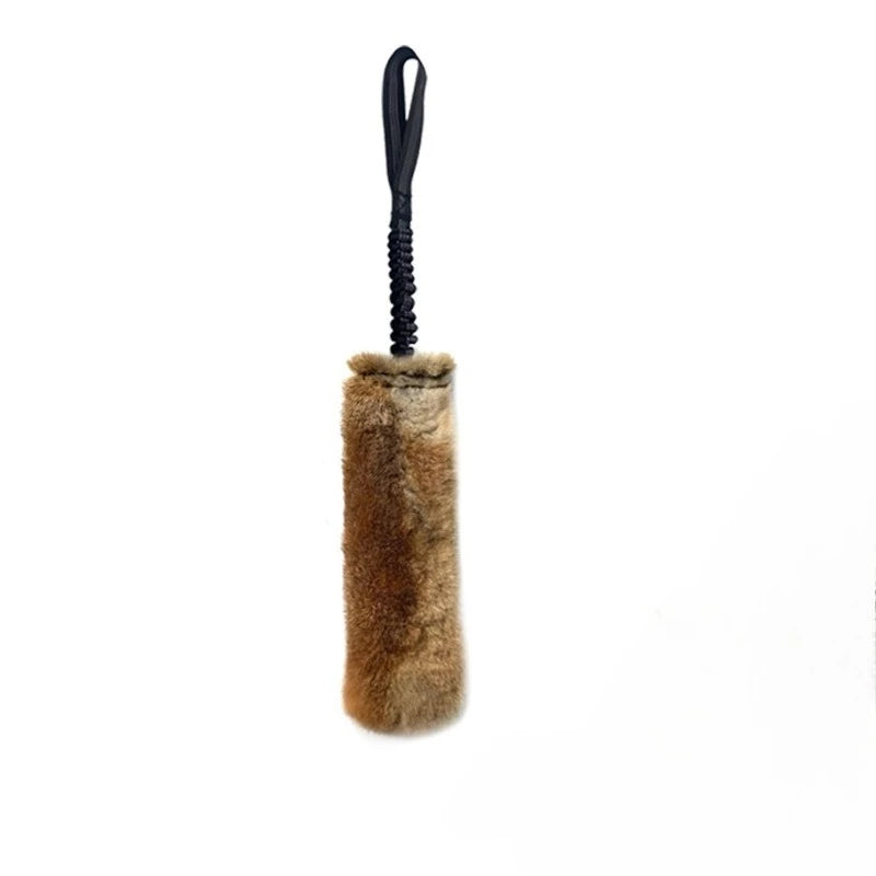 JUSTINLAU Rabbit Fur Squeaky Dog Training Toy Bite Tug Stick for Outdoor Interactive Play Sound Plush Toy for Medium& Large Dogs