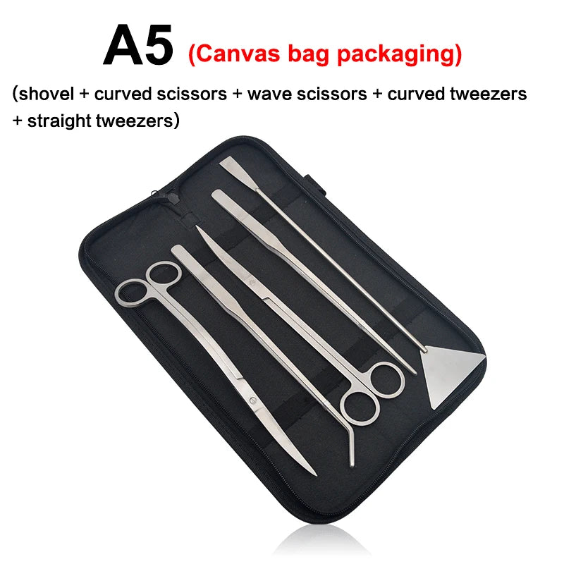 Aquarium Scissor Tools Set Wave Scissors Tweezers Plants Grass Stainless Cleaning Tools Fish Tank Shovels Aquarium Accessories
