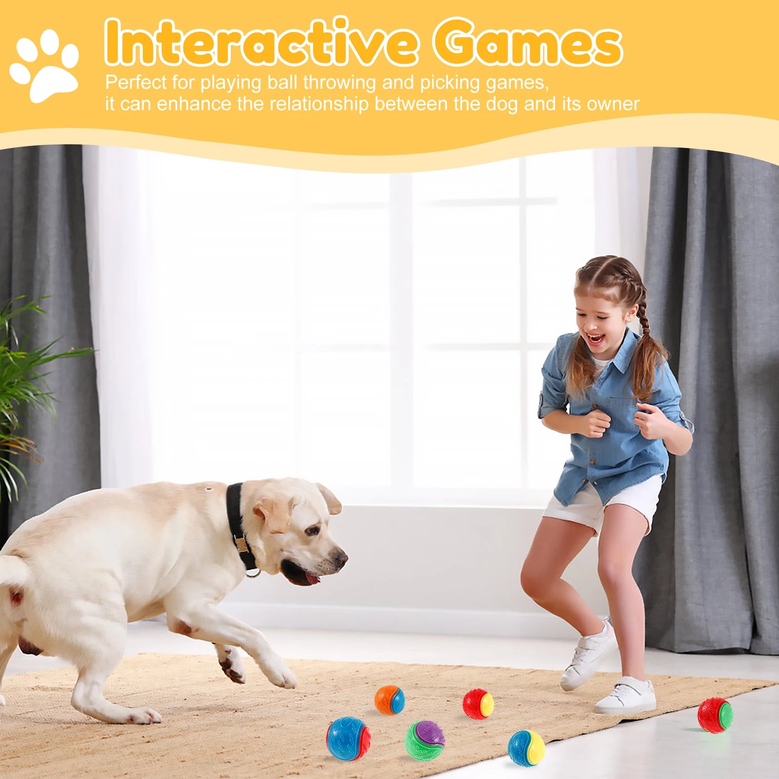 6Pcs Dog Squeaky Balls Toys Interactive Soft TPR Dogs Chew Toy for Pet Teeth Cleaning Bite Resistance Pet dogs accessories