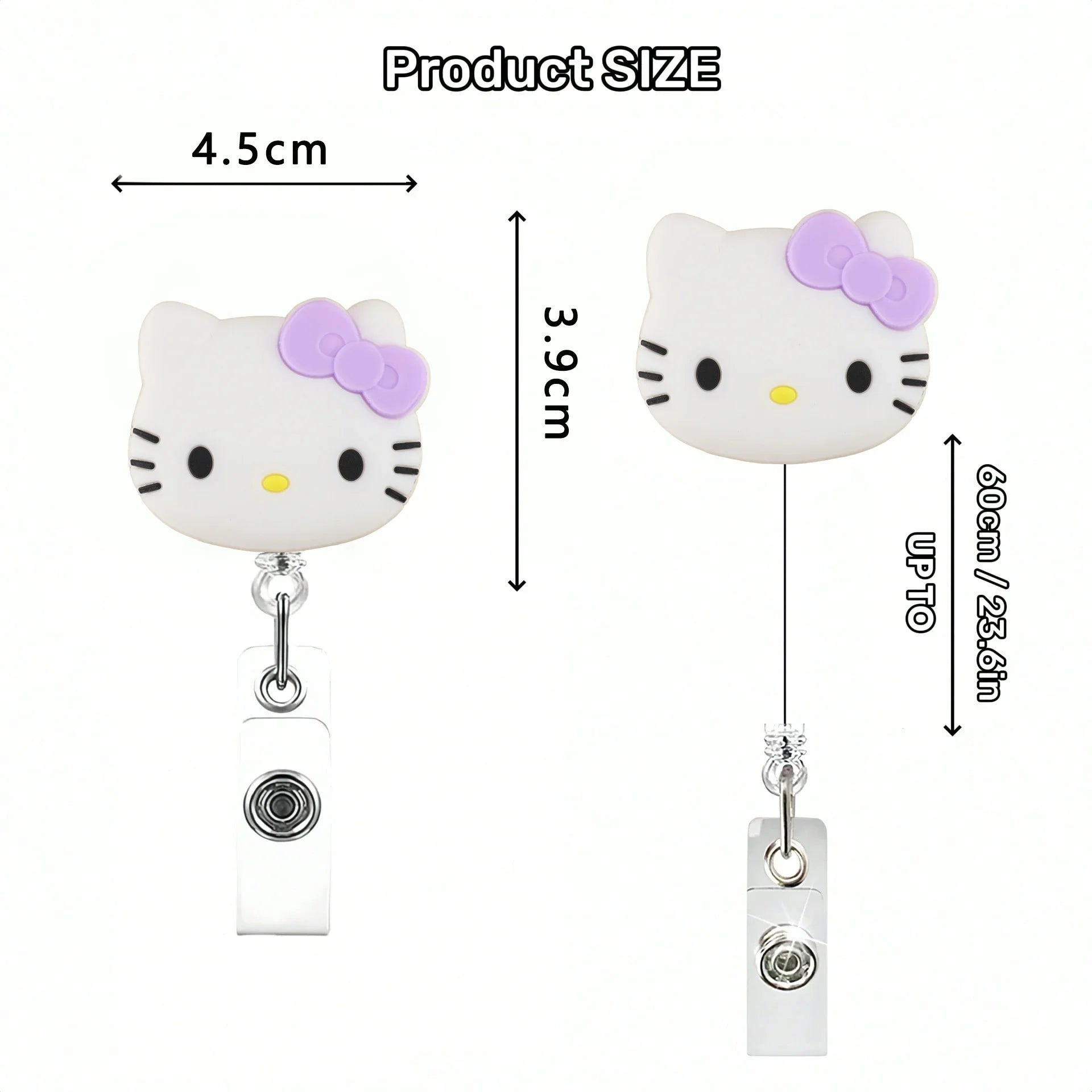 Kawaii Gift Kitty Cat Retractable Badge Reel Sparkling Card Holder Accessories With Keychain For Women Student Office Supplies