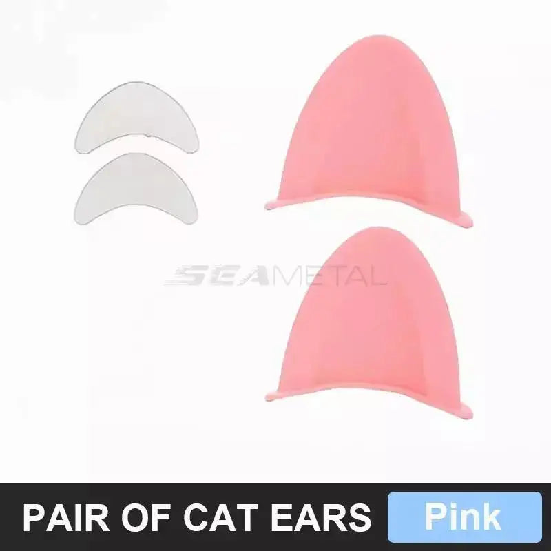 BLALION 2pcs Helmet Cat Ears Decoration Motorcycle Electric Car Driving Styling Cute Cat Ears Stickers Decor Helmet Accessories