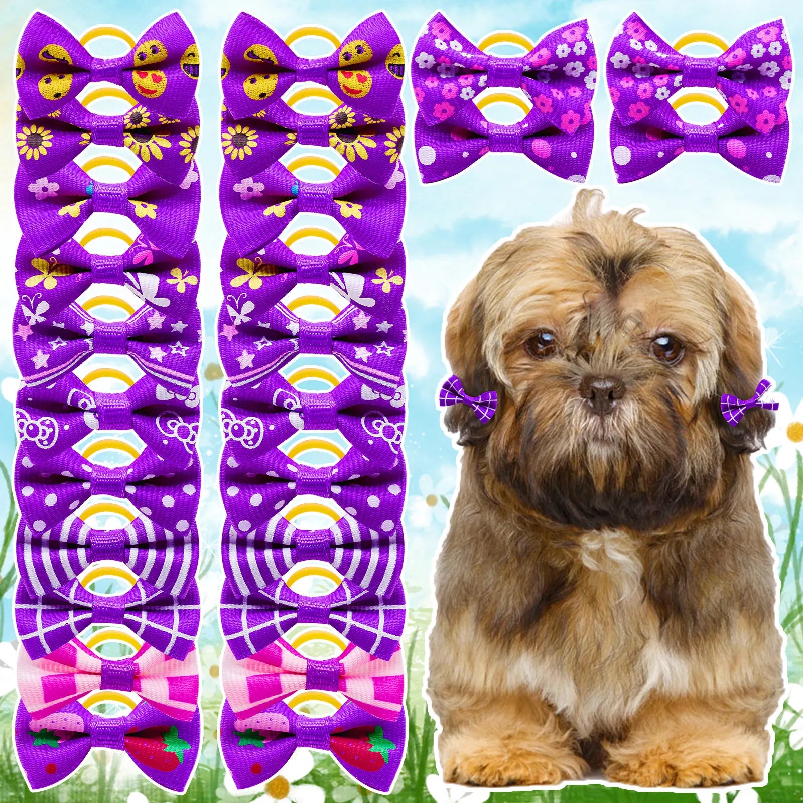 30PCS Small Dog Bows Pet Dog Hair Accessories Rubber Bands Small Dog Cat Hair Bows For Dogs Cats Grooming Products