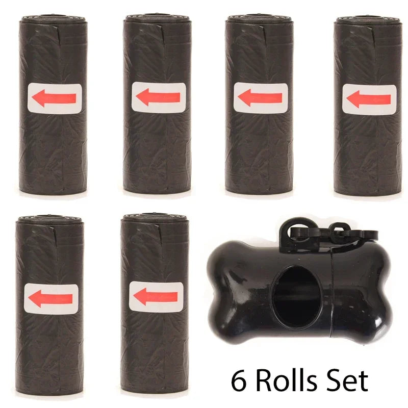 Disposable Pet Poop Bags Dog Poop Bag Bone Dispenser with Leash Clip Puppy Dog Products Supplies 5Roll(75Pcs) Bags