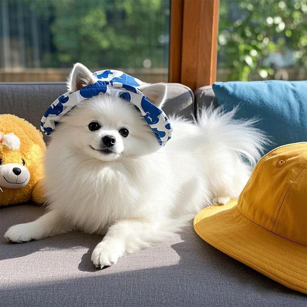 Cute Print Dog Hat for Small Medium Dogs Adjustable Pet Cap Puppy Pug Corgi Dachshund Hats Mascotas Perros Accessories
