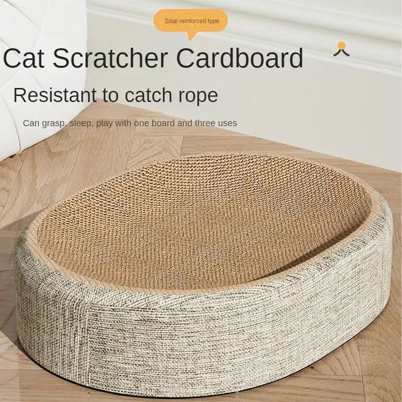 10A-2in1 Cat Scratching Board Protect Furniture Grinding Claw Toys Oval Sisal Weaving Wear-resistant Cat Nest Cat Accessories