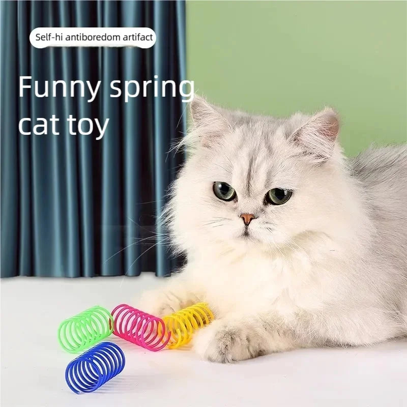 Colorful Spiral Coil Cat Spring Toy  Durable Pet Cat Interactive Toys Anti Bite Kitten Play Chew Entertainment Pet Supplies