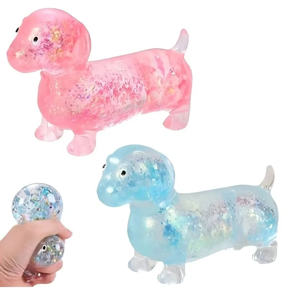 Sparkling Powder Sausage Dog Fidget Squishes Pinch Soft Maltose Texture Stress Relieving Toy Cute Puppy Slow Rising Squishy Toys