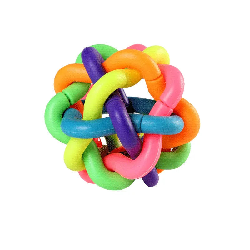 Colorful Bell Woven Toy Popular Dog Bite Resistant Rubber Pet Chewing Playing Fetching Nice Ball Puppy Toy for Large Small Dogs