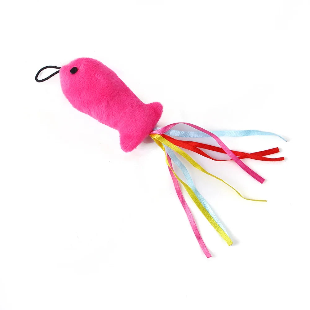 9 Pack Colorful Feather Replacement Head Funny Cat Stick Tassel Feather Fishing Rod Cat Toy Set Cat Toys Interactive