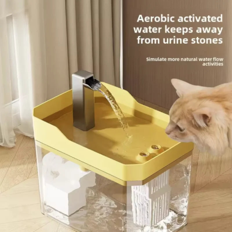 USB Cat Water Fountain with Auto Filter Transparent Anti-Dry Burning Recirculating Dispenser Includes Pump for Cats