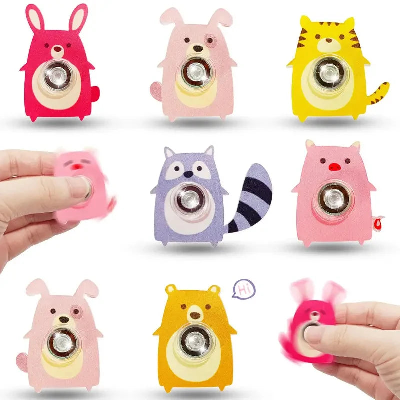 6PCS Acrylic Animal Fingertip Gyro Fidget Spinner Cat Dog Fox Stress Relief Toys Kids Party Favors Anxiety Relief Gift