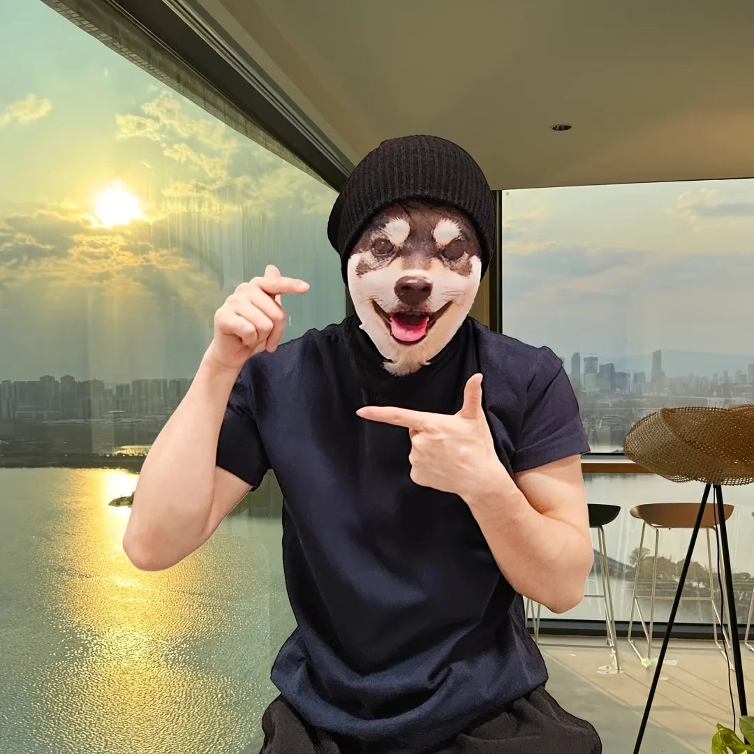 Adult Cosplay Mask—Customize Your Beloved Pet's Face, Breathable Mesh Hood, Suitable for Halloween, Anime Conventions, and Pet Lover Parties Lightweight Headwear for Role-Playing and Themed Parties, a Fun Gift for Dog Lover